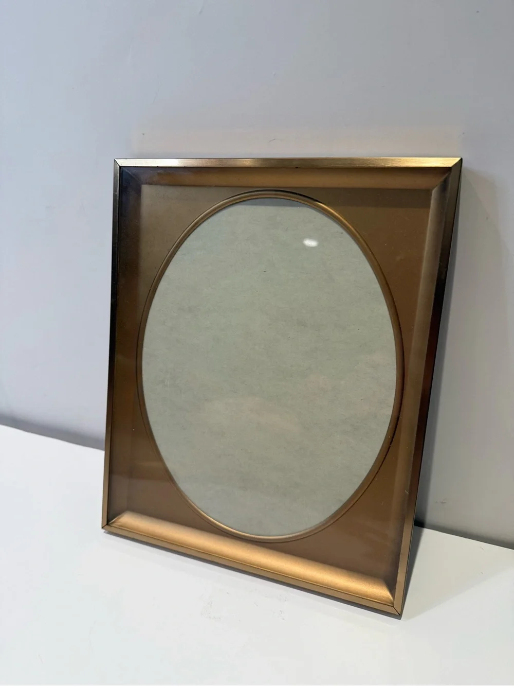Vintage Thin Brushed Gold Picture Frame Rectangular with Oval Opening
